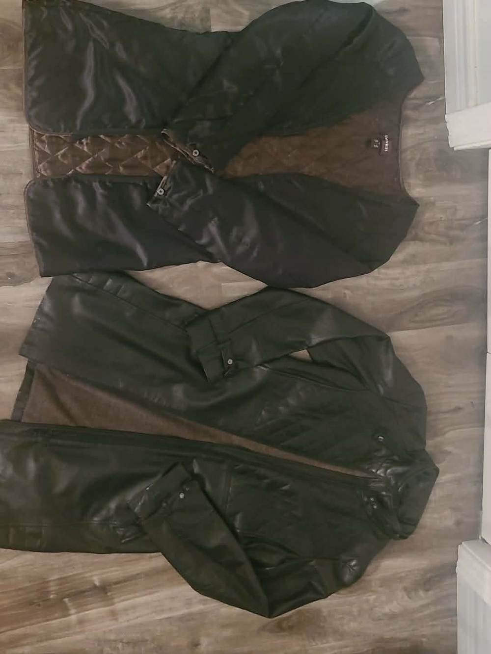 Danier Black Faux Leather Women's Jacket with Quilted Inner Vest